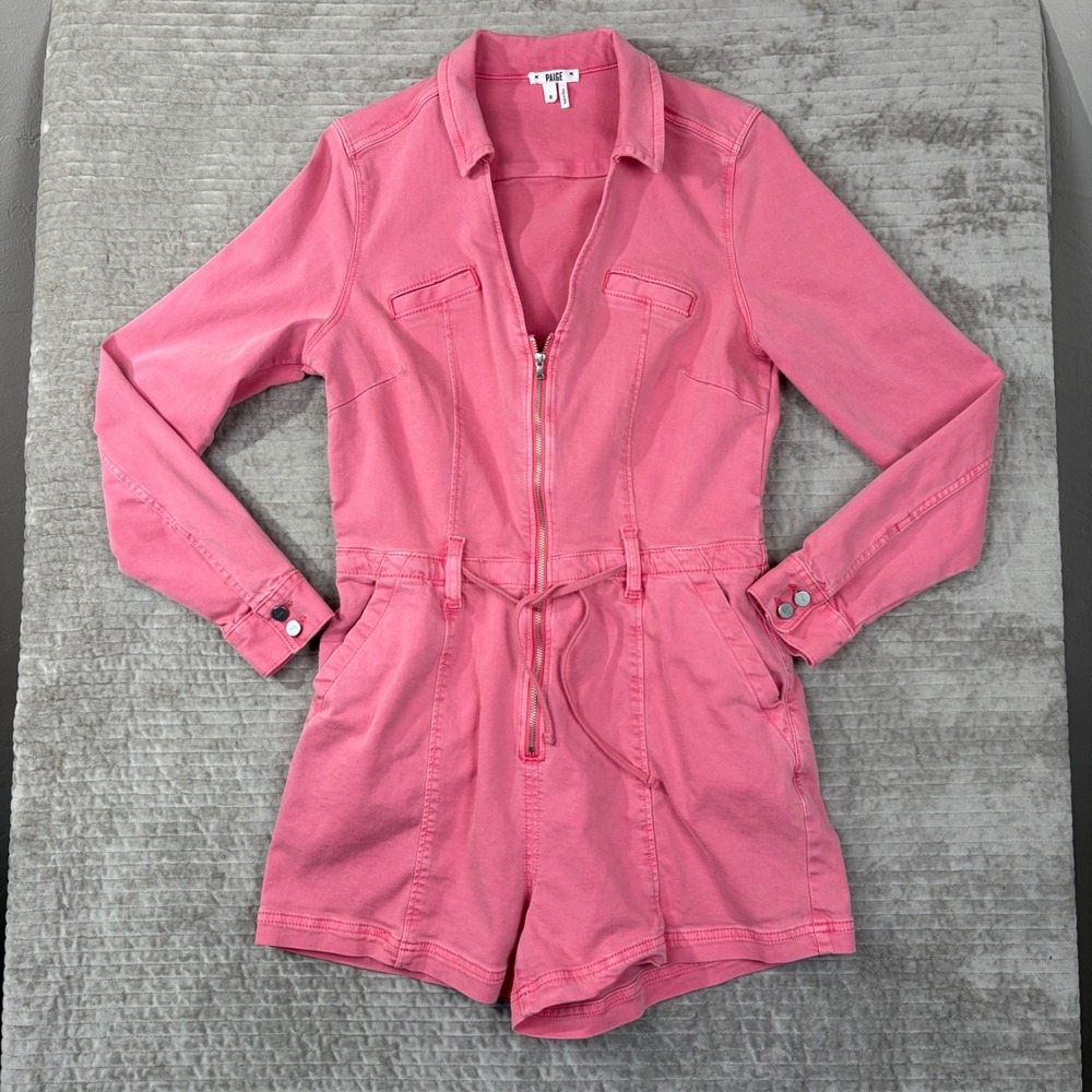 Paige Mayslie Pink Long Sleeve Zip‎ Front Utility Romper Size 8 8379G29-6467